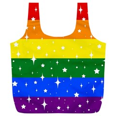 Sparkly Rainbow Flag Full Print Recycle Bags (l)  by Valentinaart