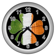 Irish Clover Wall Clocks (Silver) 