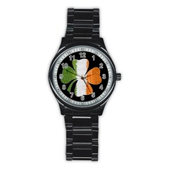 Irish Clover Stainless Steel Round Watch