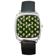 Irish Clover Square Metal Watch