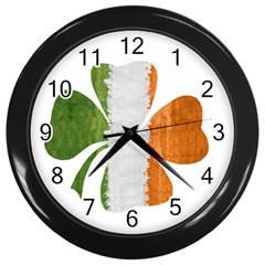 Irish Clover Wall Clocks (black) by Valentinaart