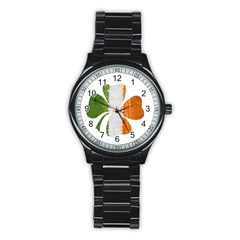 Irish Clover Stainless Steel Round Watch by Valentinaart