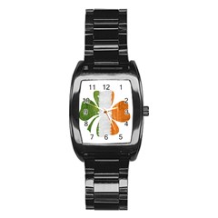 Irish Clover Stainless Steel Barrel Watch by Valentinaart