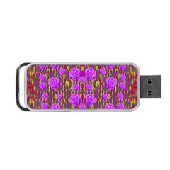 Roses Dancing On A Tulip Field Of Festive Colors Portable Usb Flash (one Side) by pepitasart