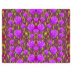 Roses Dancing On A Tulip Field Of Festive Colors Double Sided Flano Blanket (medium)  by pepitasart