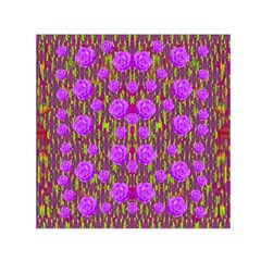 Roses Dancing On A Tulip Field Of Festive Colors Small Satin Scarf (square) by pepitasart