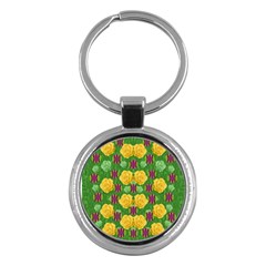 Roses Dancing On  Tulip Fields Forever Key Chains (round)  by pepitasart