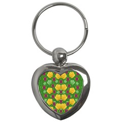 Roses Dancing On  Tulip Fields Forever Key Chains (heart)  by pepitasart