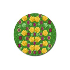 Roses Dancing On  Tulip Fields Forever Magnet 3  (round) by pepitasart