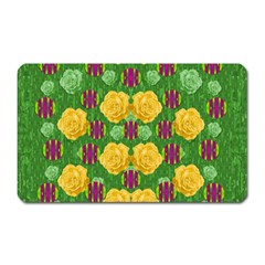 Roses Dancing On  Tulip Fields Forever Magnet (rectangular) by pepitasart