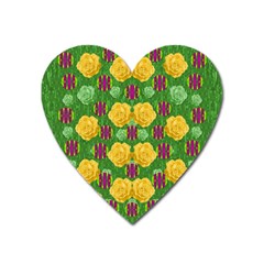 Roses Dancing On  Tulip Fields Forever Heart Magnet by pepitasart