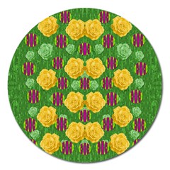 Roses Dancing On  Tulip Fields Forever Magnet 5  (round) by pepitasart