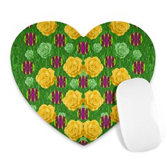 Roses Dancing On  Tulip Fields Forever Heart Mousepads by pepitasart