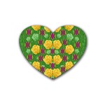 Roses Dancing On  Tulip Fields Forever Rubber Coaster (Heart)  Front