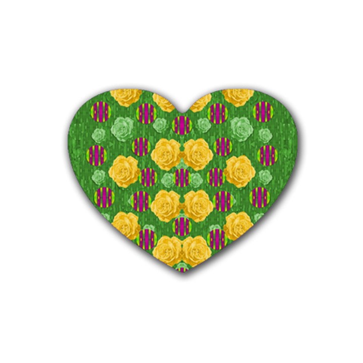 Roses Dancing On  Tulip Fields Forever Rubber Coaster (Heart) 