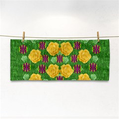 Roses Dancing On  Tulip Fields Forever Hand Towel by pepitasart