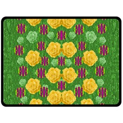 Roses Dancing On  Tulip Fields Forever Fleece Blanket (large)  by pepitasart