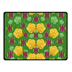 Roses Dancing On  Tulip Fields Forever Fleece Blanket (small) by pepitasart