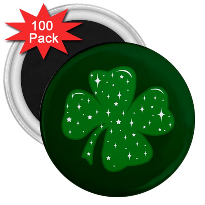 Sparkly Clover 3  Magnets (100 pack)