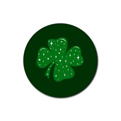 Sparkly Clover Rubber Round Coaster (4 Pack)  by Valentinaart