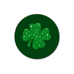 Sparkly Clover Magnet 3  (round) by Valentinaart