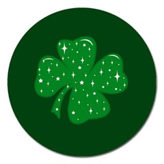 Sparkly Clover Magnet 5  (round) by Valentinaart