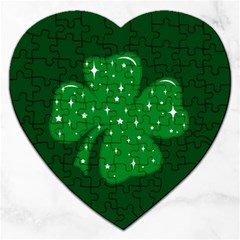 Sparkly Clover Jigsaw Puzzle (heart) by Valentinaart