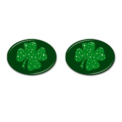 Sparkly Clover Cufflinks (oval) by Valentinaart