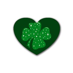 Sparkly Clover Rubber Coaster (heart)  by Valentinaart