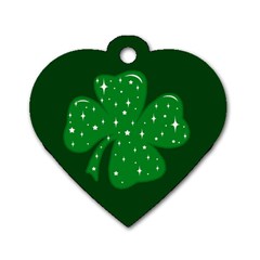 Sparkly Clover Dog Tag Heart (two Sides) by Valentinaart