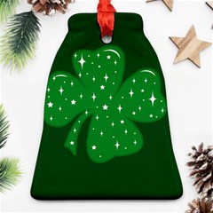 Sparkly Clover Bell Ornament (two Sides) by Valentinaart