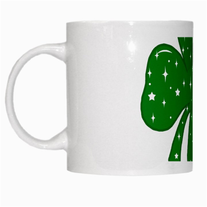 Sparkly Clover White Mugs