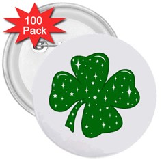 Sparkly Clover 3  Buttons (100 pack) 