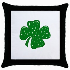 Sparkly Clover Throw Pillow Case (black) by Valentinaart