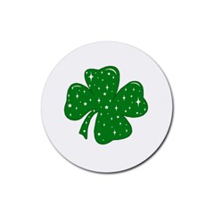 Sparkly Clover Rubber Coaster (Round) 