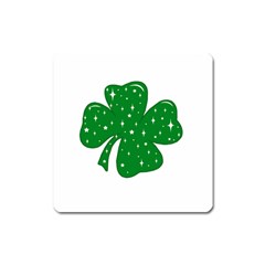 Sparkly Clover Square Magnet