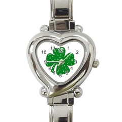 Sparkly Clover Heart Italian Charm Watch