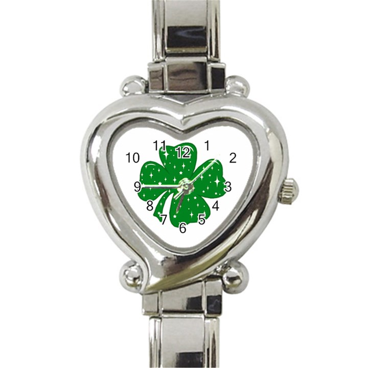 Sparkly Clover Heart Italian Charm Watch