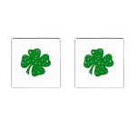 Sparkly Clover Cufflinks (Square) Front(Pair)