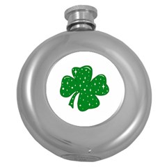 Sparkly Clover Round Hip Flask (5 Oz) by Valentinaart