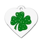 Sparkly Clover Dog Tag Heart (Two Sides) Front