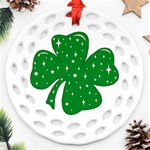 Sparkly Clover Round Filigree Ornament (Two Sides) Back