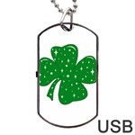 Sparkly Clover Dog Tag USB Flash (Two Sides) Front