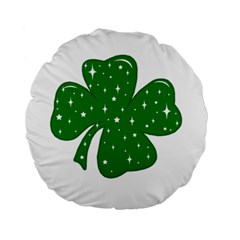 Sparkly Clover Standard 15  Premium Round Cushions