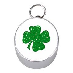 Sparkly Clover Mini Silver Compasses