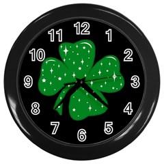 Sparkly Clover Wall Clocks (black) by Valentinaart