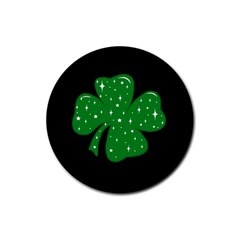 Sparkly Clover Rubber Coaster (round)  by Valentinaart