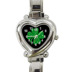 Sparkly Clover Heart Italian Charm Watch by Valentinaart