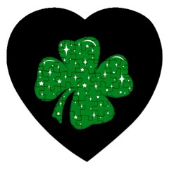 Sparkly Clover Jigsaw Puzzle (heart) by Valentinaart