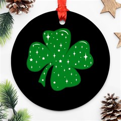 Sparkly Clover Round Ornament (two Sides) by Valentinaart